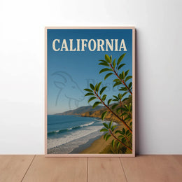 Scenic California Coastline Travel Vintage Design Travel Poster PosterGoat