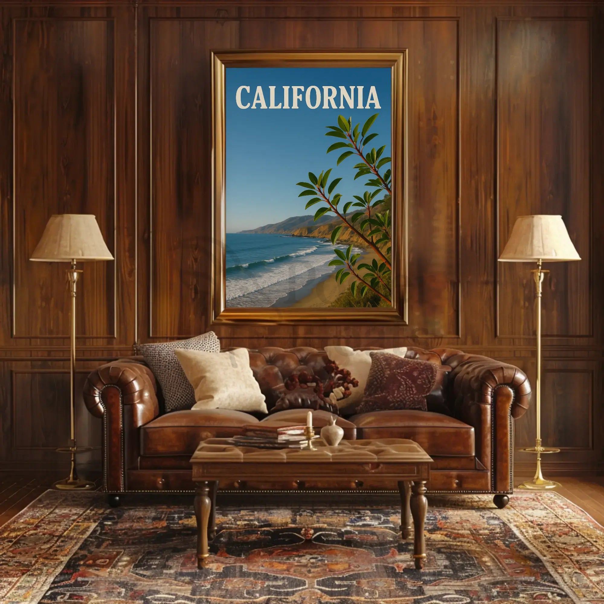 Scenic California Coastline Travel Vintage Design Travel Poster PosterGoat