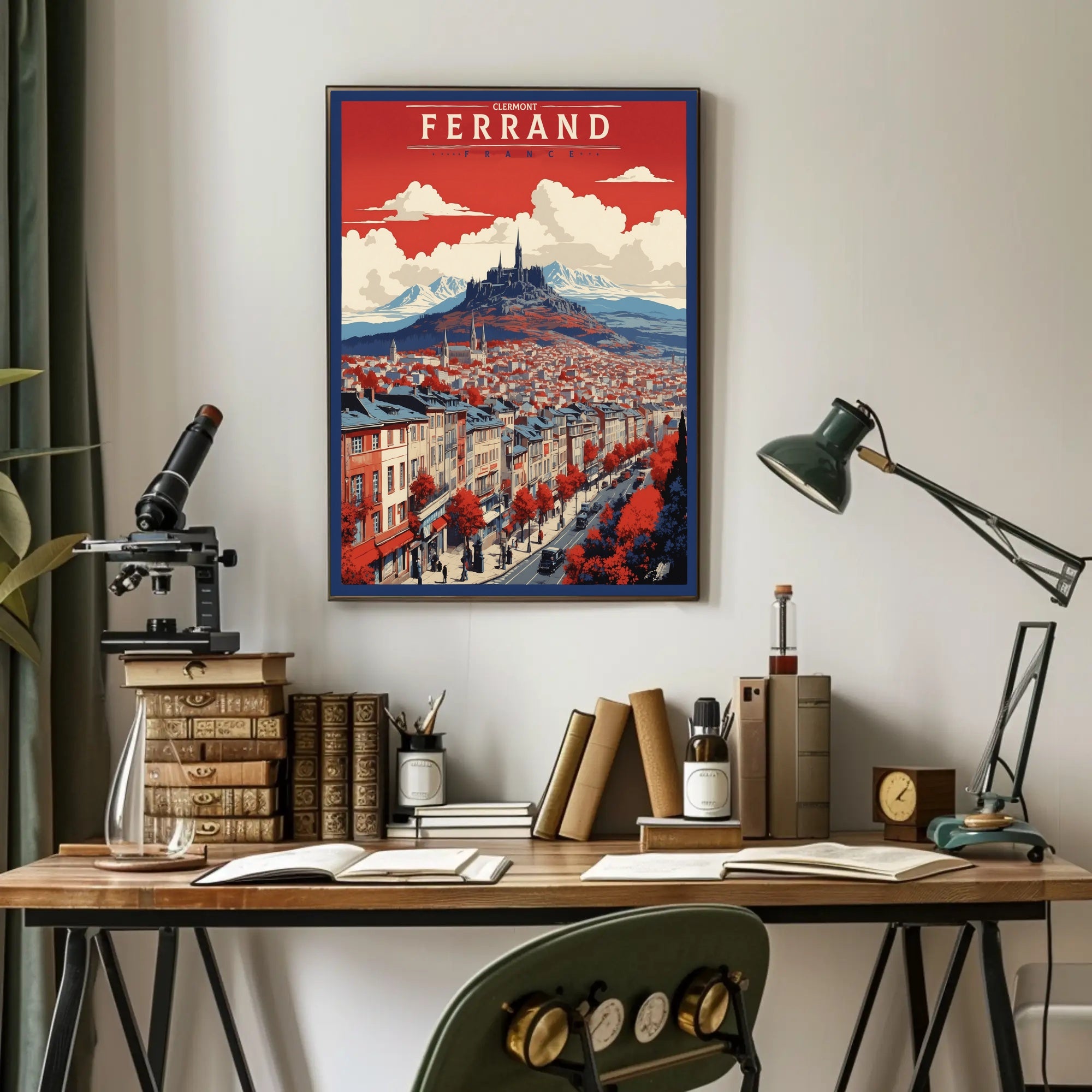 Scenic Clermont-Ferrand Urban Cityscape Travel Poster PosterGoat