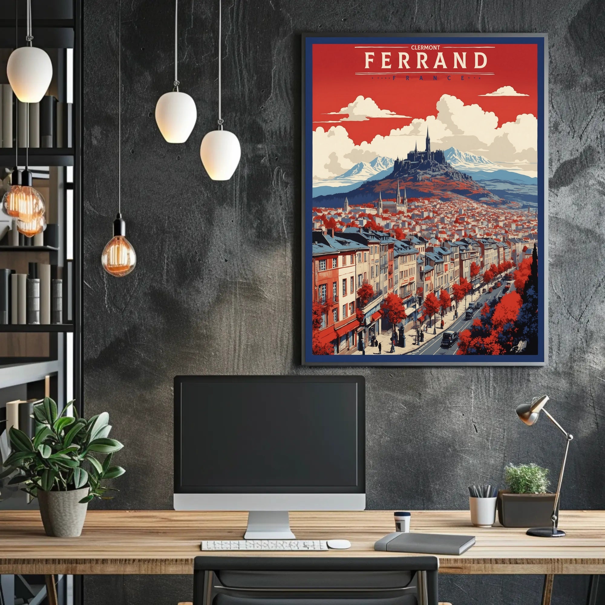 Scenic Clermont-Ferrand Urban Cityscape Travel Poster PosterGoat