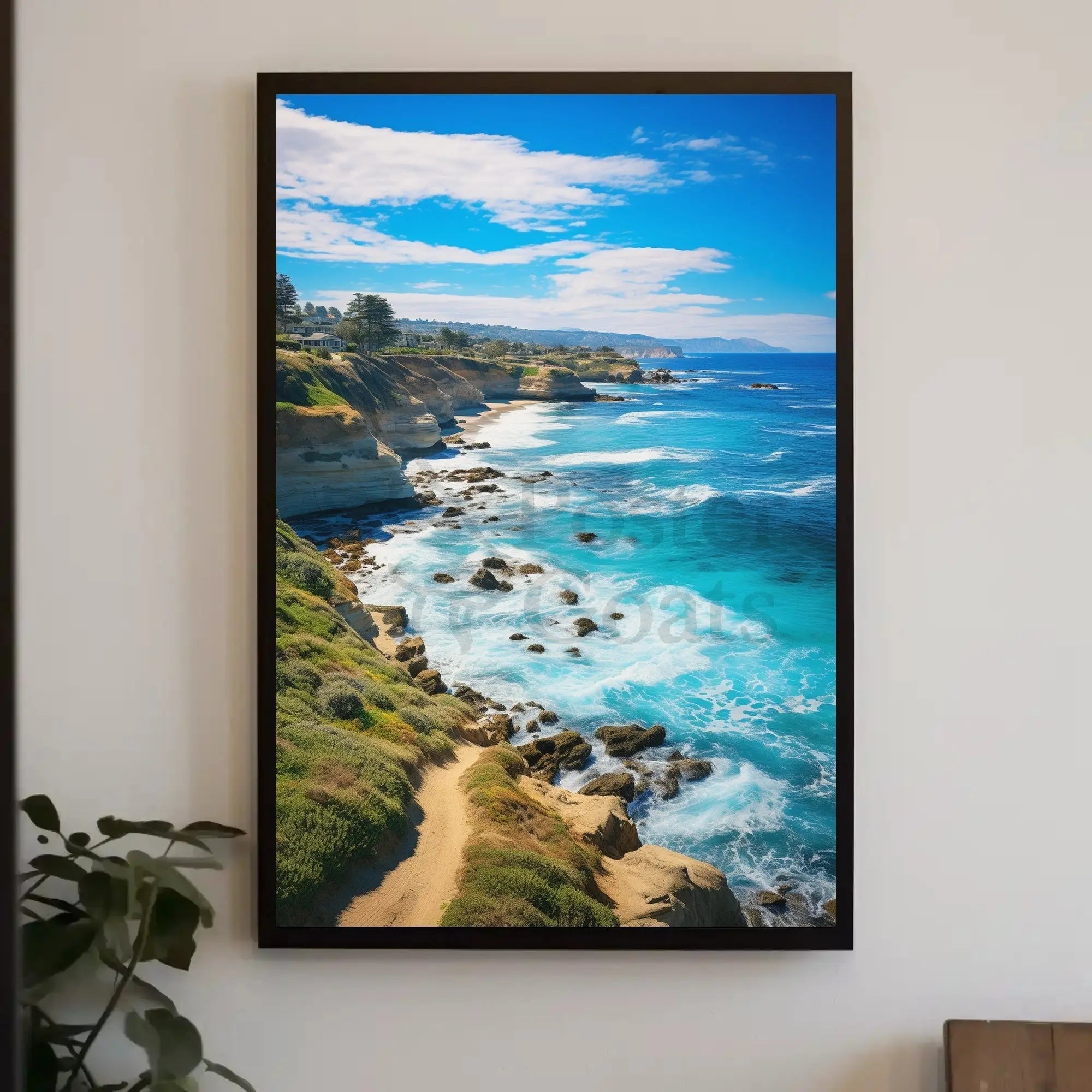 Scenic Coastal Cliffs Vibrant Seascape Travel Poster PosterGoat