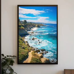 Scenic Coastal Cliffs Vibrant Seascape Travel Poster PosterGoat