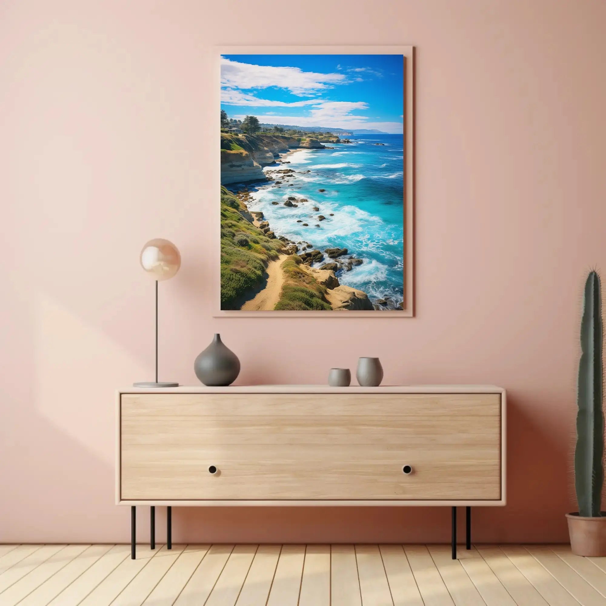 Scenic Coastal Cliffs Vibrant Seascape Travel Poster PosterGoat
