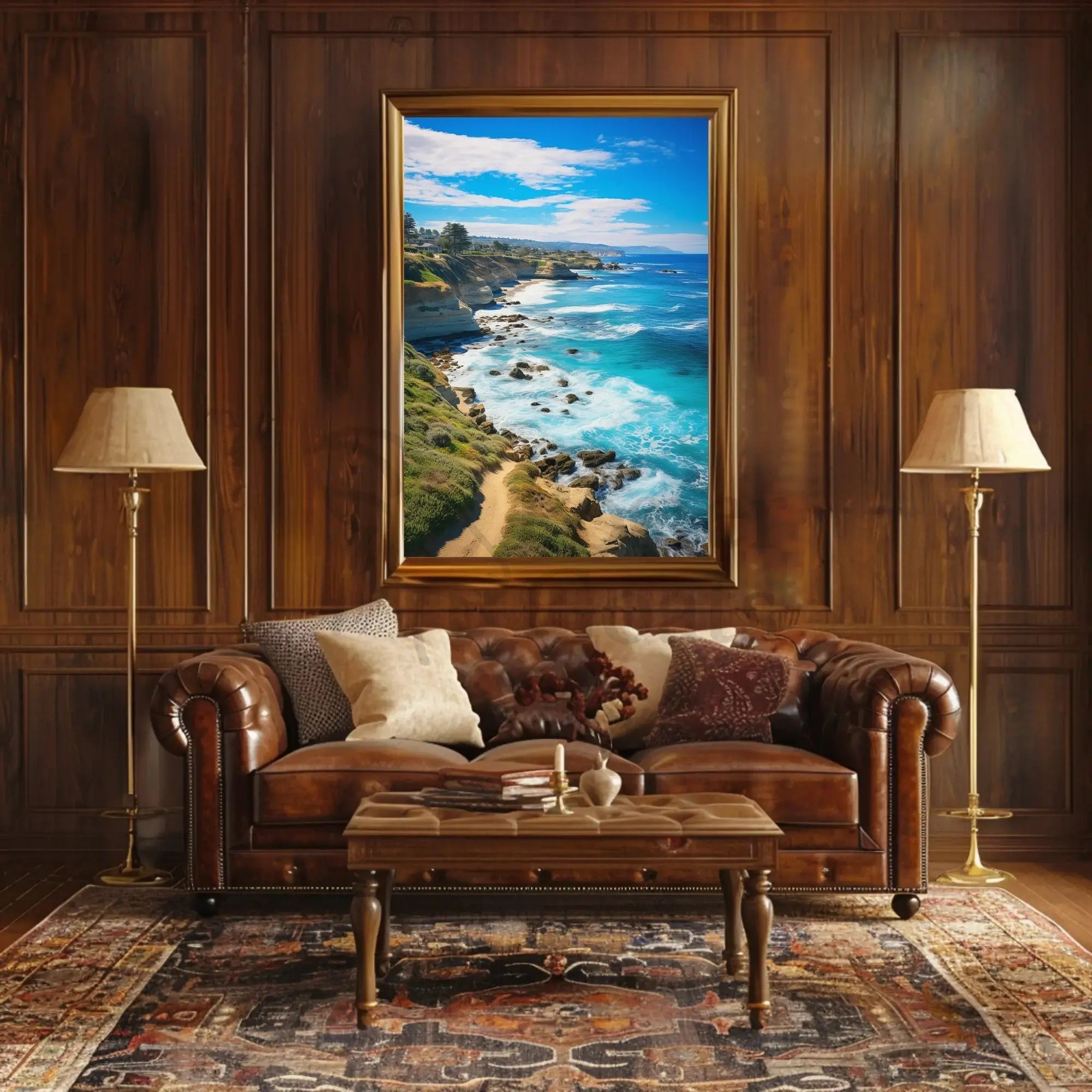 Scenic Coastal Cliffs Vibrant Seascape Travel Poster PosterGoat