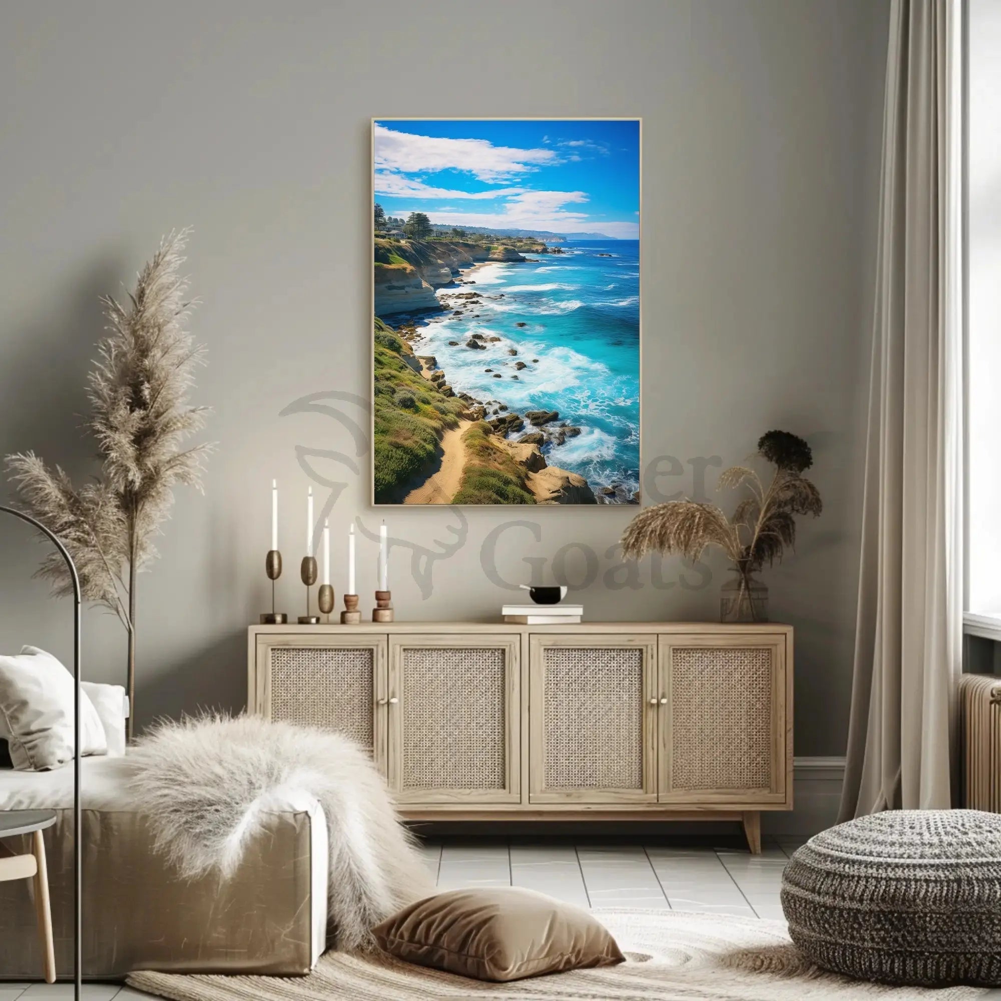 Scenic Coastal Cliffs Vibrant Seascape Travel Poster PosterGoat