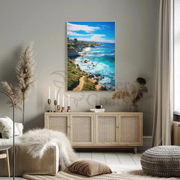 Scenic Coastal Cliffs Vibrant Seascape Travel Poster PosterGoat