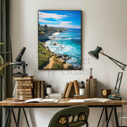 Scenic Coastal Cliffs Vibrant Seascape Travel Poster PosterGoat