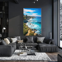 Scenic Coastal Cliffs Vibrant Seascape Travel Poster PosterGoat