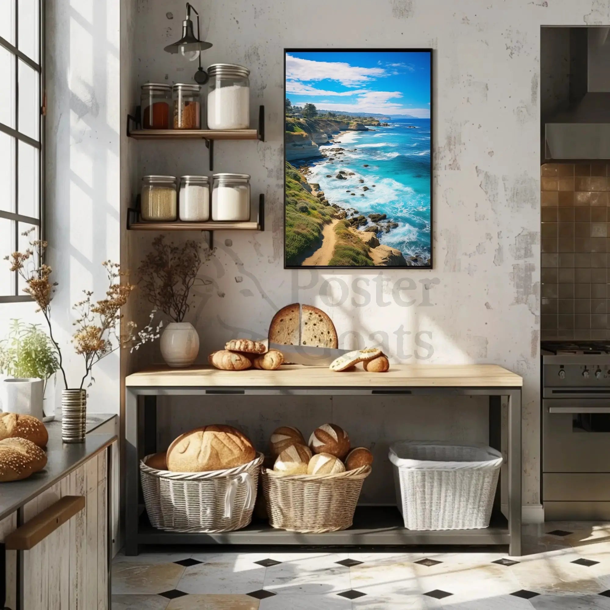 Scenic Coastal Cliffs Vibrant Seascape Travel Poster PosterGoat