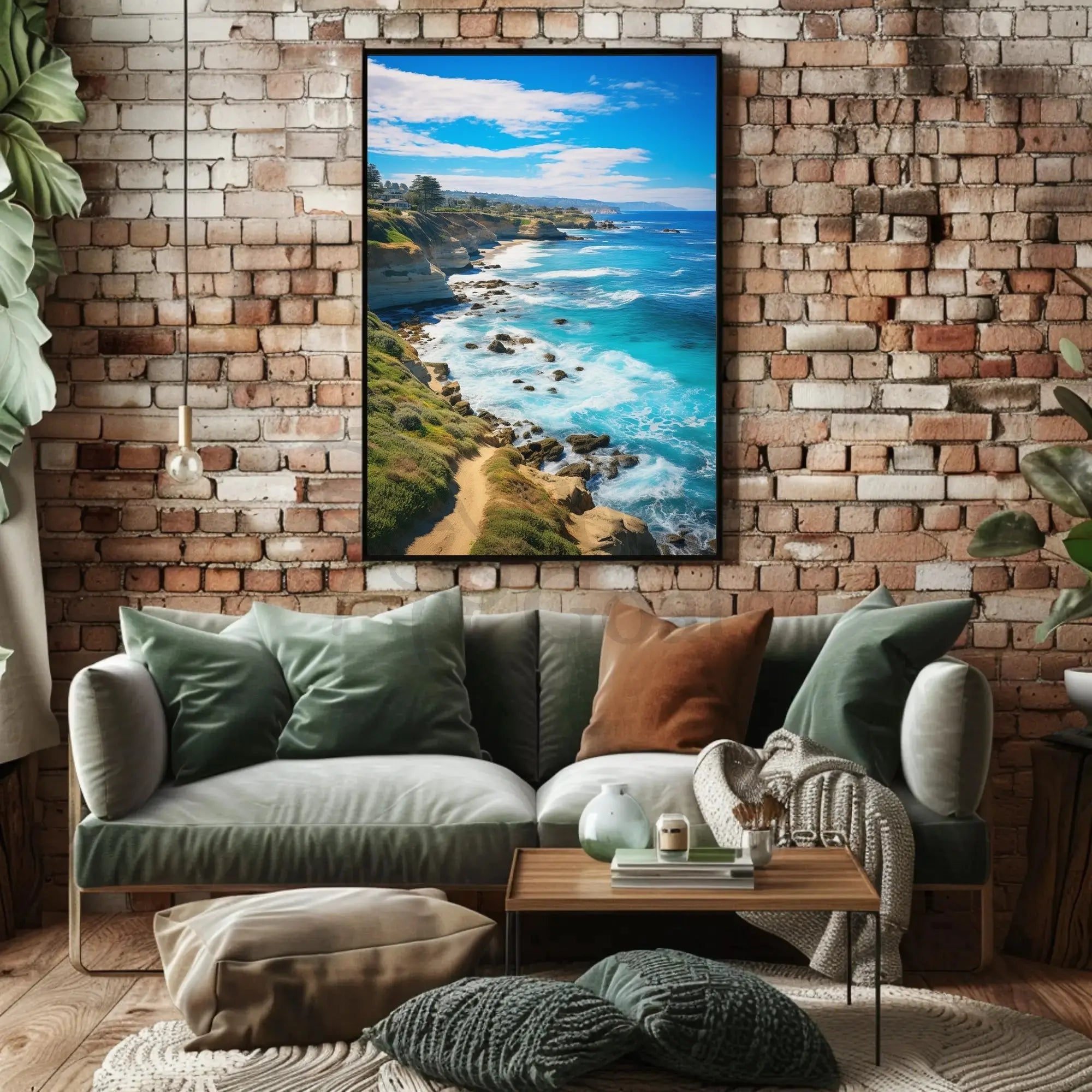 Scenic Coastal Cliffs Vibrant Seascape Travel Poster PosterGoat