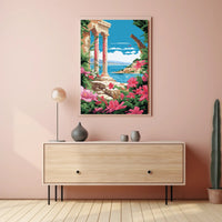 Scenic Coastal Ruins: Classical Nostalgia Travel Poster PosterGoat