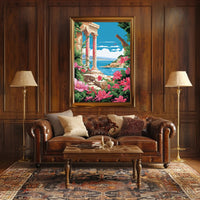 Scenic Coastal Ruins: Classical Nostalgia Travel Poster PosterGoat