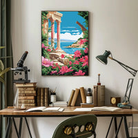 Scenic Coastal Ruins: Classical Nostalgia Travel Poster PosterGoat