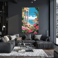 Scenic Coastal Ruins: Classical Nostalgia Travel Poster PosterGoat
