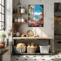 Scenic Coastal Ruins: Classical Nostalgia Travel Poster PosterGoat