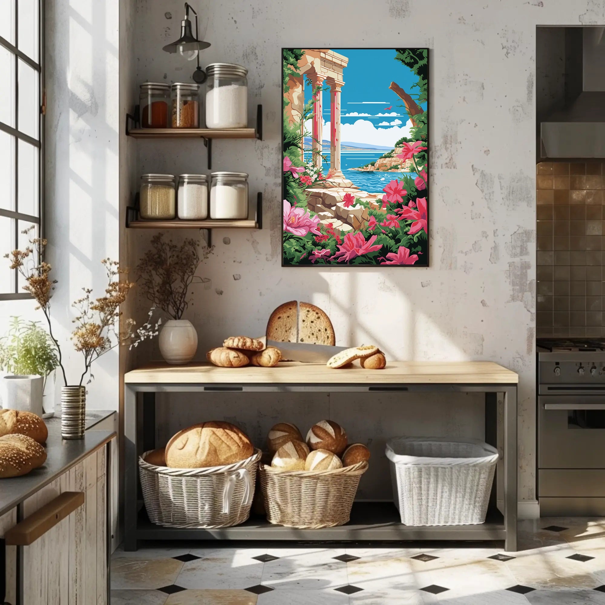 Scenic Coastal Ruins: Classical Nostalgia Travel Poster PosterGoat