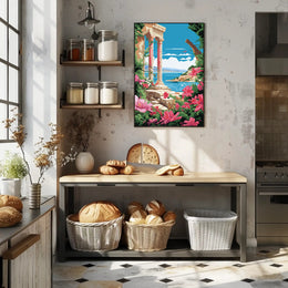 Scenic Coastal Ruins: Classical Nostalgia Travel Poster PosterGoat