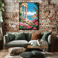 Scenic Coastal Ruins: Classical Nostalgia Travel Poster PosterGoat