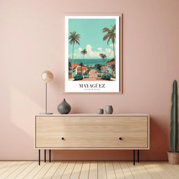 Scenic Coastal Street View in Mayagüez Travel Poster PosterGoat