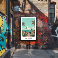 Scenic Coastal Street View in Mayagüez Travel Poster PosterGoat