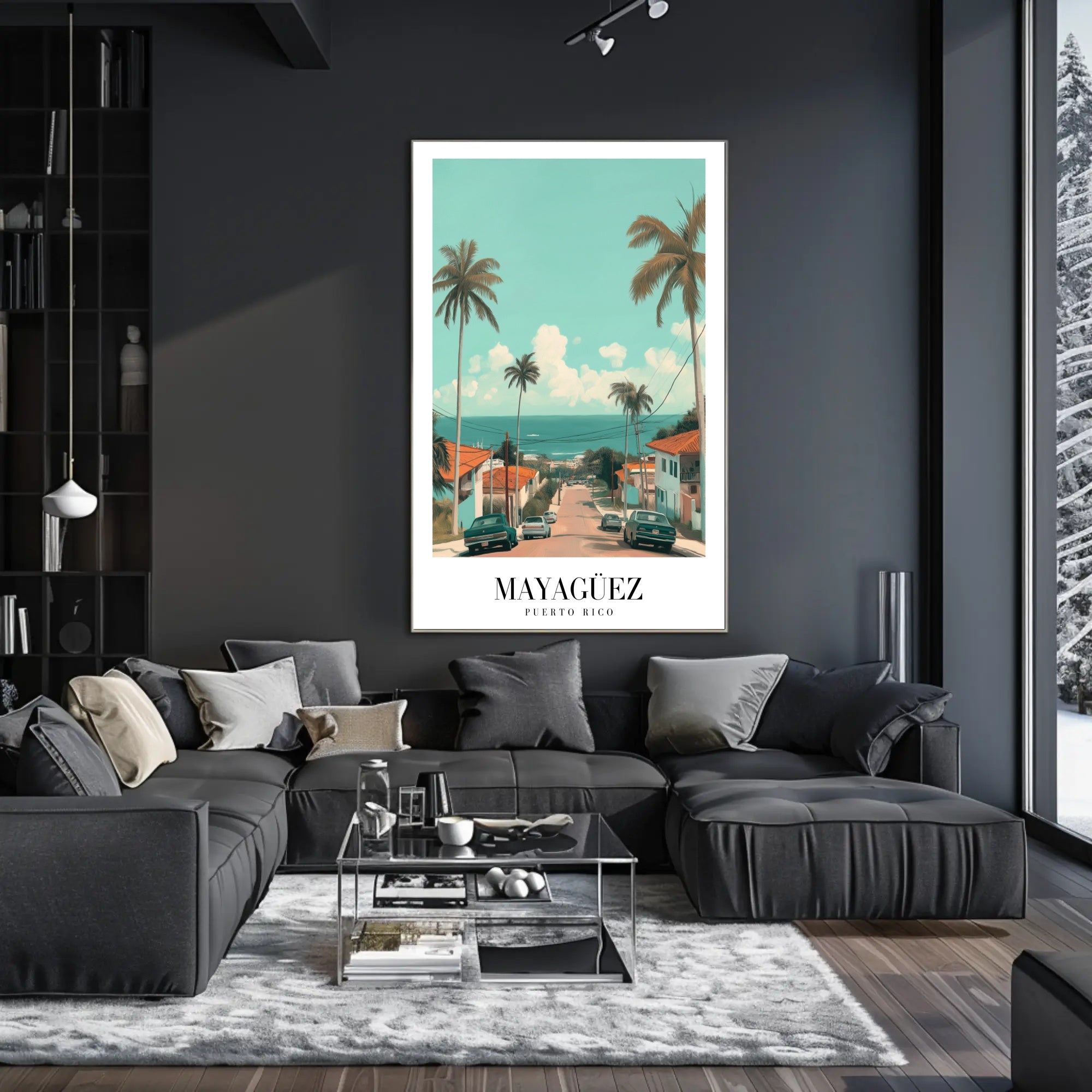 Scenic Coastal Street View in Mayagüez Travel Poster PosterGoat