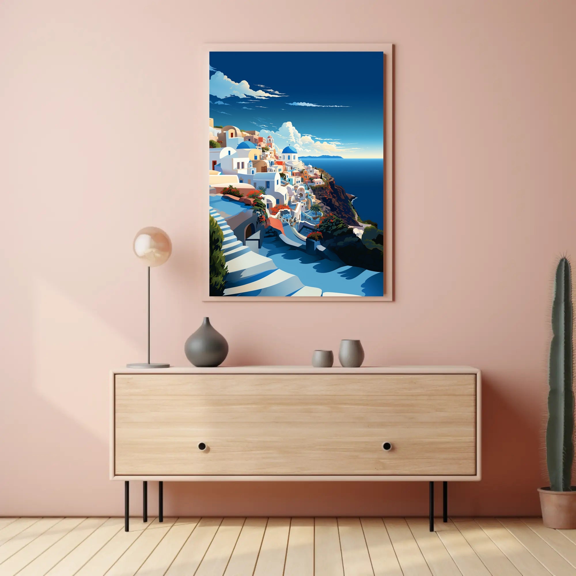 Scenic Coastal Village Art Travel Poster PosterGoat