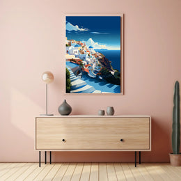 Scenic Coastal Village Art Travel Poster PosterGoat