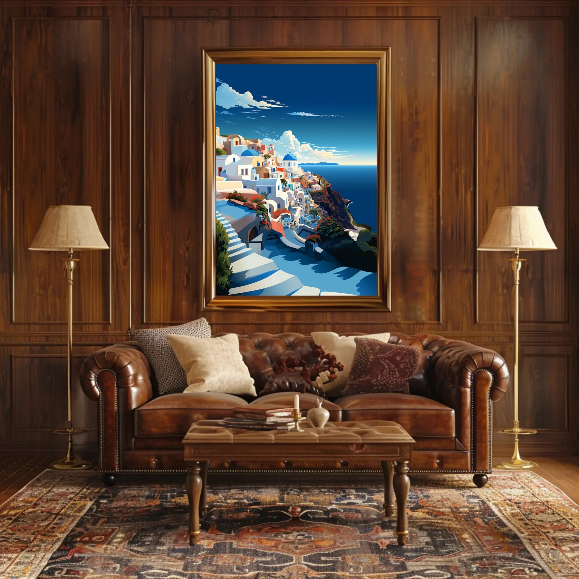 Scenic Coastal Village Art Travel Poster PosterGoat