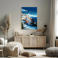 Scenic Coastal Village Art Travel Poster PosterGoat