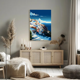 Scenic Coastal Village Art Travel Poster PosterGoat
