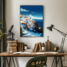 Scenic Coastal Village Art Travel Poster PosterGoat