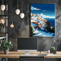Scenic Coastal Village Art Travel Poster PosterGoat