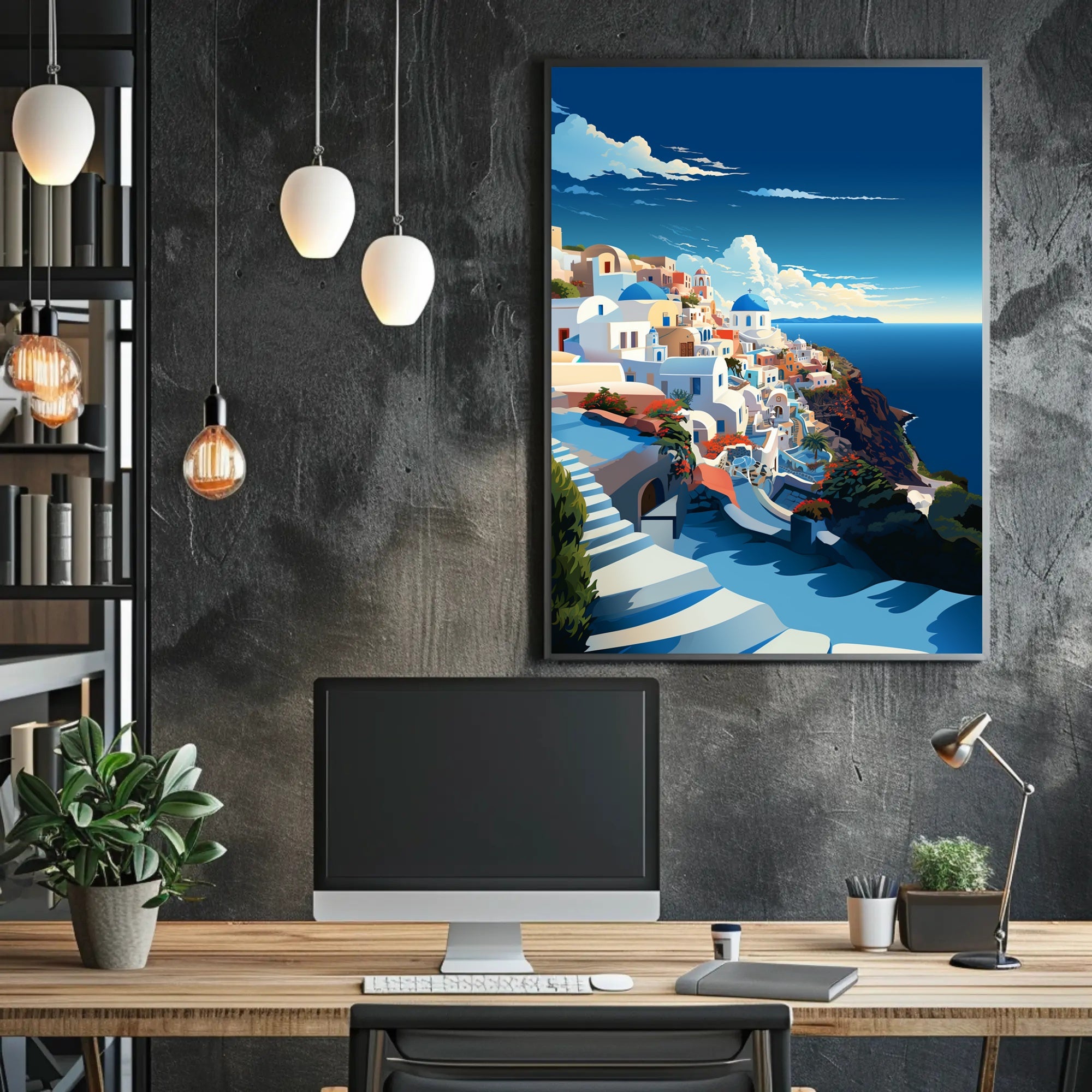 Scenic Coastal Village Art Travel Poster PosterGoat