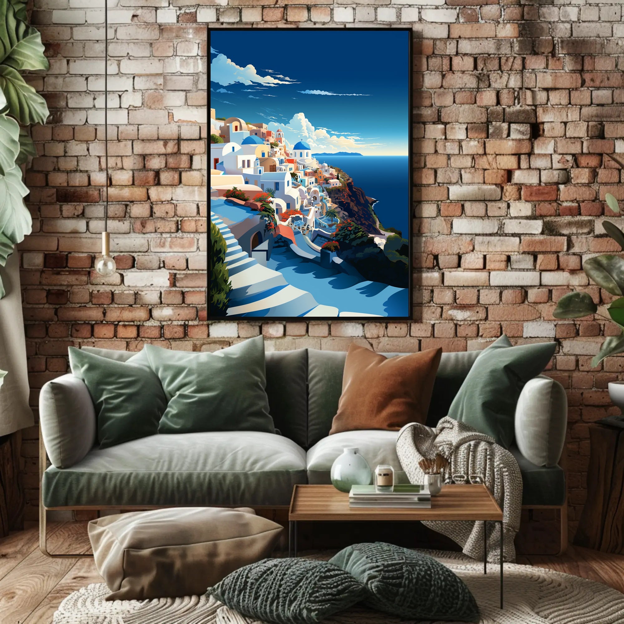 Scenic Coastal Village Art Travel Poster PosterGoat