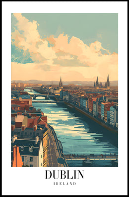 Scenic Dublin River View Modern Travel Poster PosterGoat