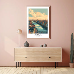 Scenic Dublin River View Modern Travel Poster PosterGoat