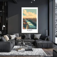 Scenic Dublin River View Modern Travel Poster PosterGoat