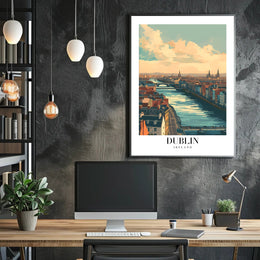 Scenic Dublin River View Modern Travel Poster PosterGoat