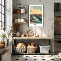 Scenic Dublin River View Modern Travel Poster PosterGoat