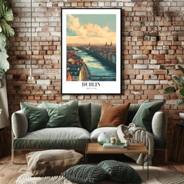 Scenic Dublin River View Modern Travel Poster PosterGoat