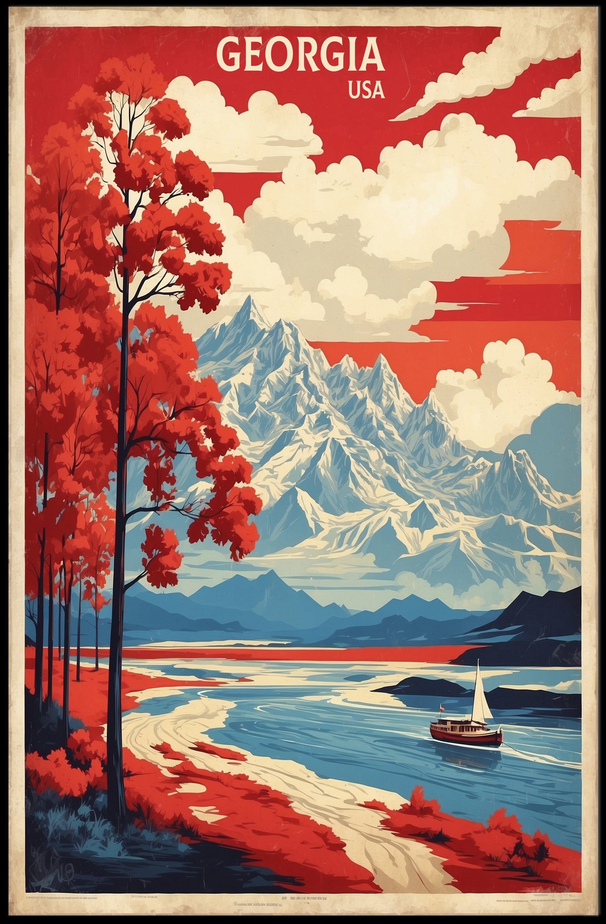 Scenic Georgia Landscape Vintage Travel Poster PosterGoat