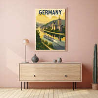 Scenic German Castle River View Vintage Travel Poster PosterGoat