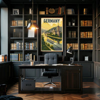 Scenic German Castle River View Vintage Travel Poster PosterGoat