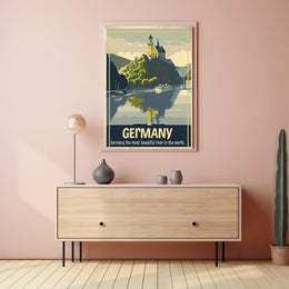Scenic German Castle on Hill Travel Poster PosterGoat