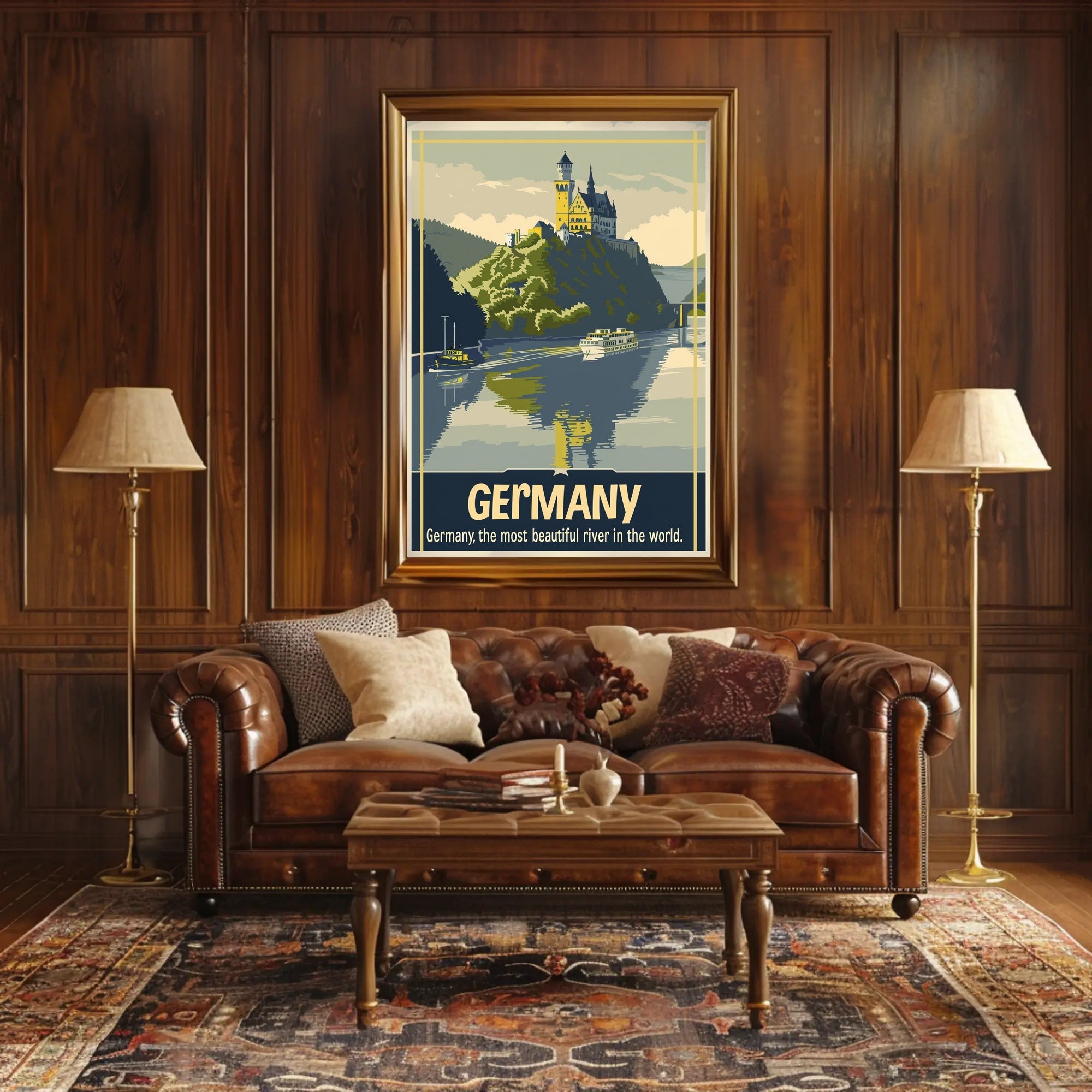 Scenic German Castle on Hill Travel Poster PosterGoat