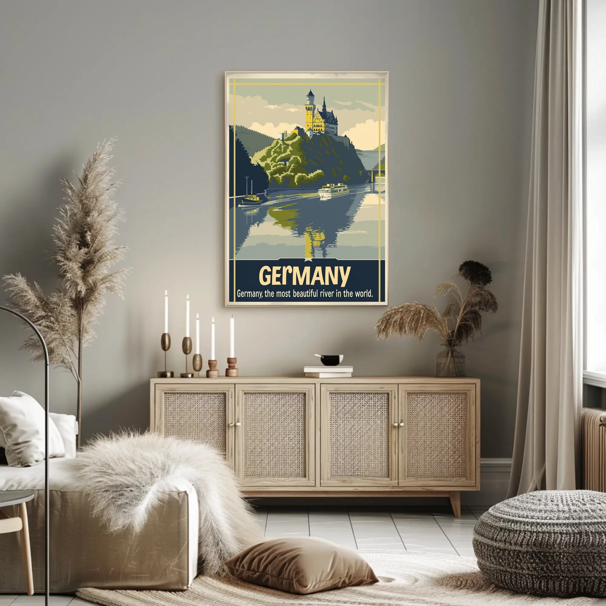 Scenic German Castle on Hill Travel Poster PosterGoat