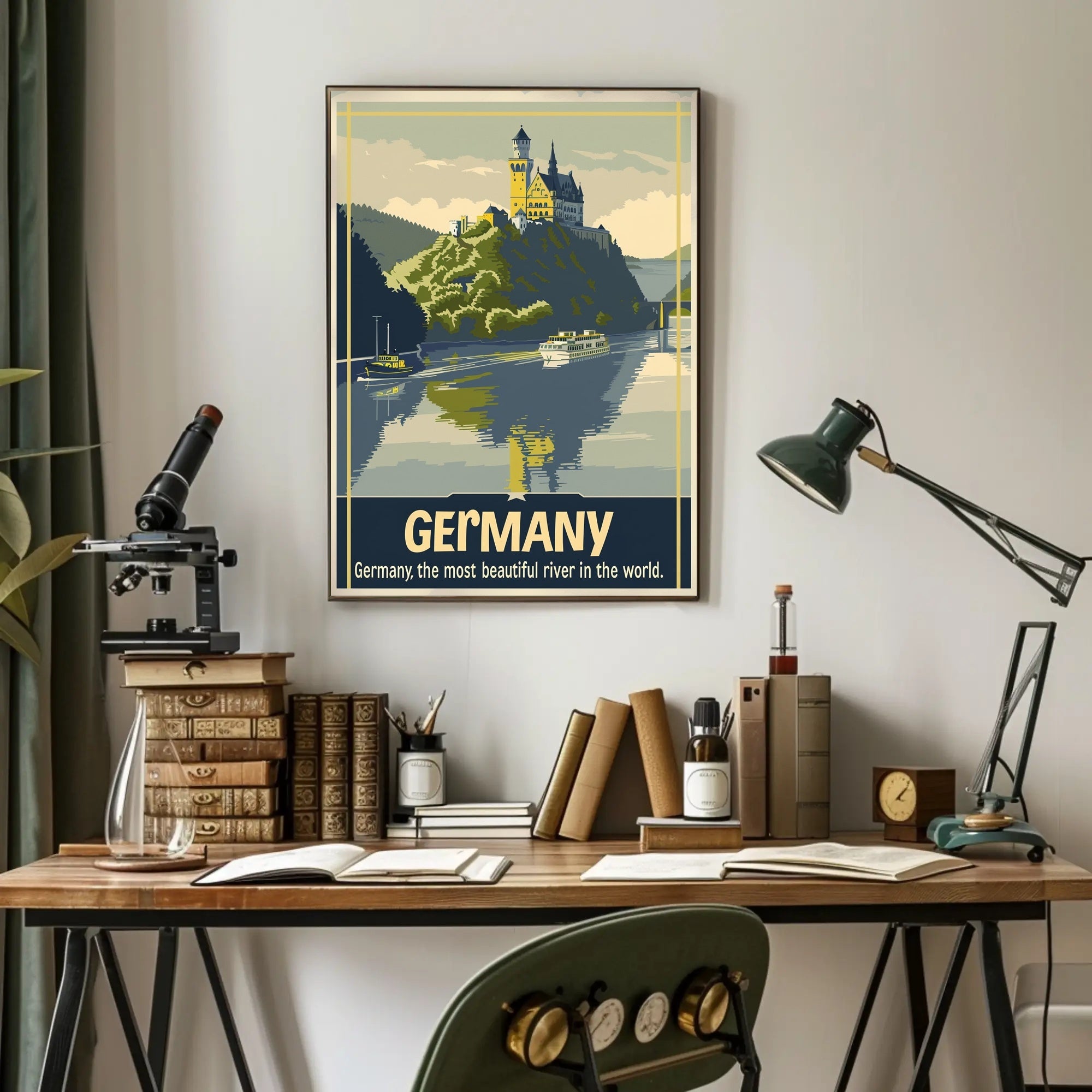 Scenic German Castle on Hill Travel Poster PosterGoat
