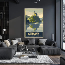 Scenic German Castle on Hill Travel Poster PosterGoat