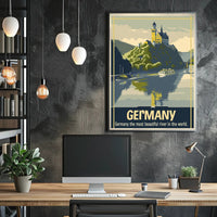 Scenic German Castle on Hill Travel Poster PosterGoat