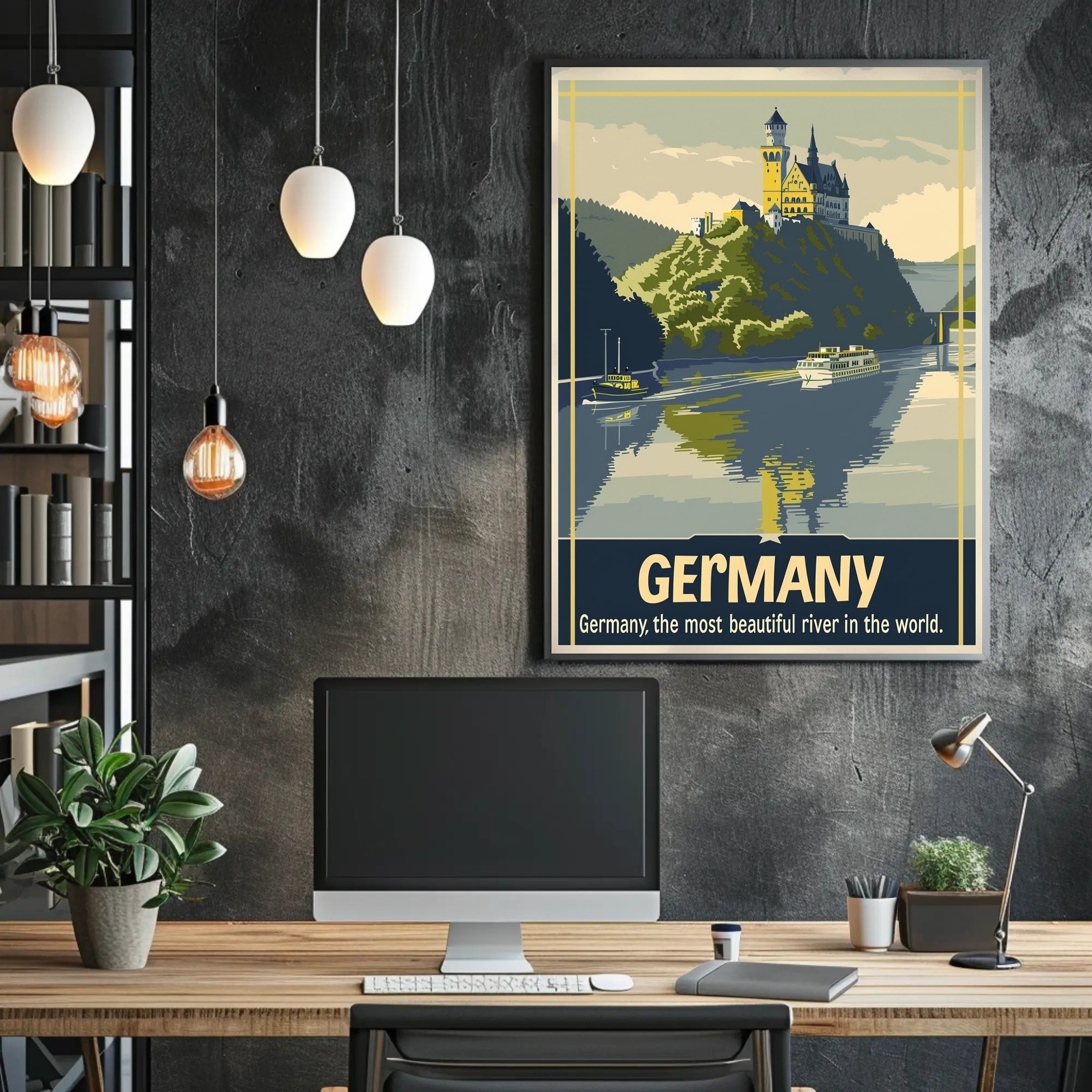 Scenic German Castle on Hill Travel Poster PosterGoat